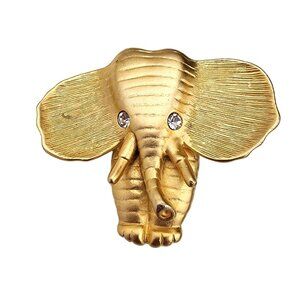 Signed Norma Jean Gold Tone Elephant Pendant/Scarf/Buckle Slide Vintage 90s Glam